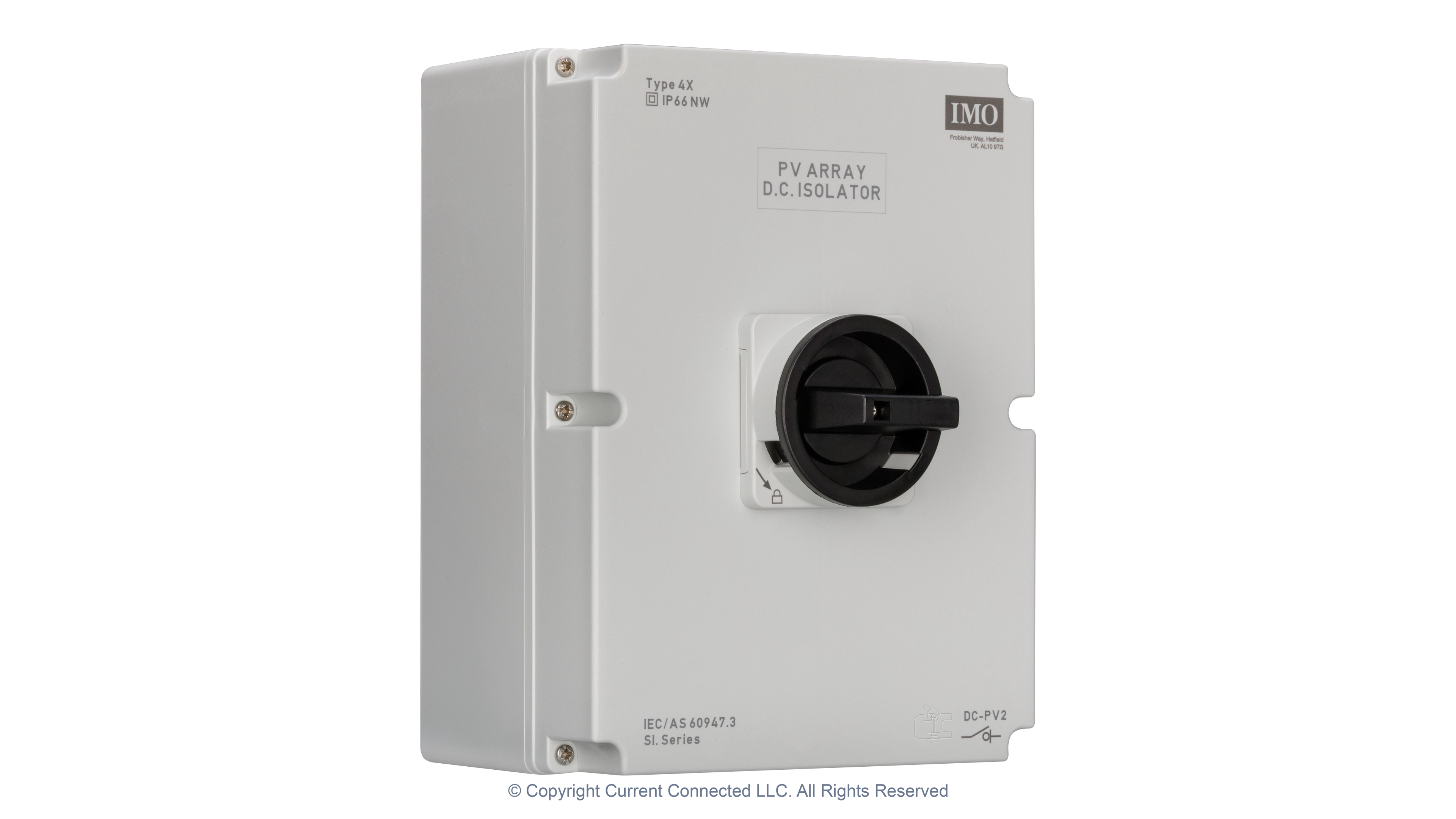 IMO DC Disconnect Rooftop Isolator Switch 6 Pole - 3 String ISO High quality photo of the IMO DC Disconnect Rooftop Isolator Switch 6 Pole - 3 String ISO View. Photographed by Current Connected.
