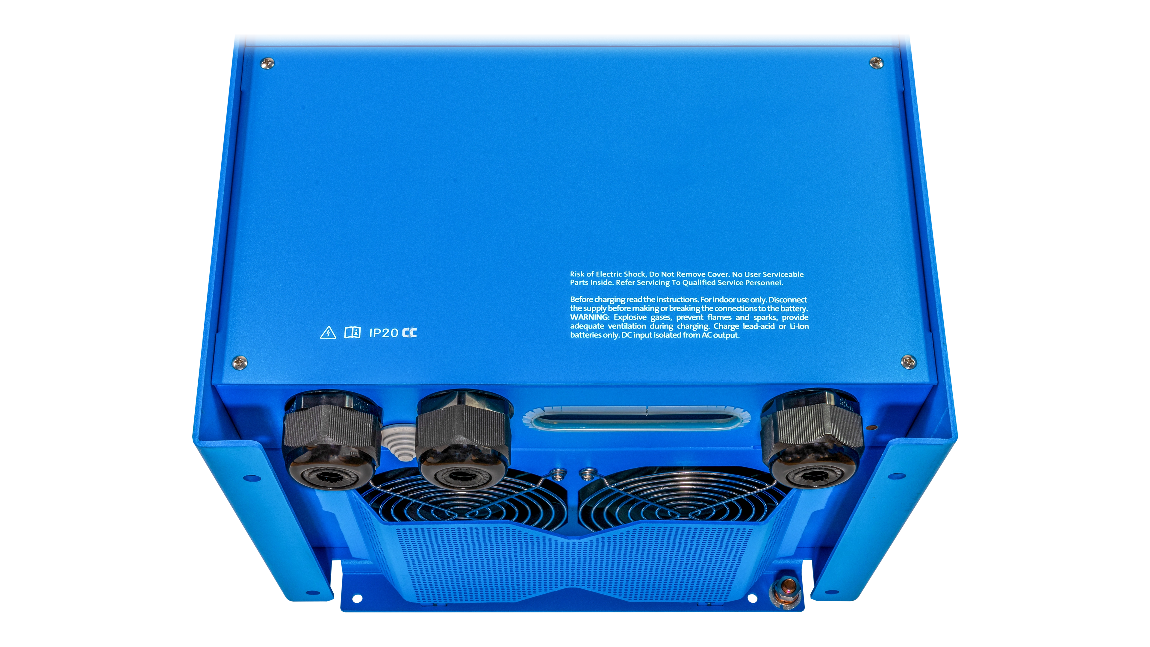 Victron - PMP482505110 - Victron 48V Quattro 5kVA 120V Inverter 70A Charger  – Bottom View High quality photo of the Victron - PMP482505110 - Victron 48V Quattro 5kVA 120V Inverter 70A Charger – Bottom View. Photographed by Current Connected
