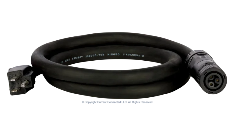 High quality photo of the EG4 - EG4120V15ACVODIP56PLUG - EG4 Chargeverter GC Power Cord 120V - Angled View. Photographed by Current Connected