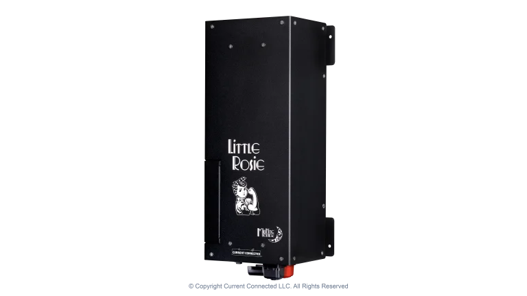 High quality photo of the Midnite Solar - MNLR3648M - Little Rosie 48V 3600W 120V Inverter - 60A Charger - Right Angled View. Photographed by Current Connected