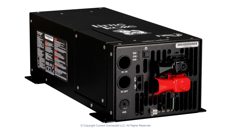 High quality photo of the Midnite Solar - MNLR3648M - Little Rosie 48V 3600W 120V Inverter MNLR3648M-60A Charger 15-15 - Angled View. Photographed by Current Connected