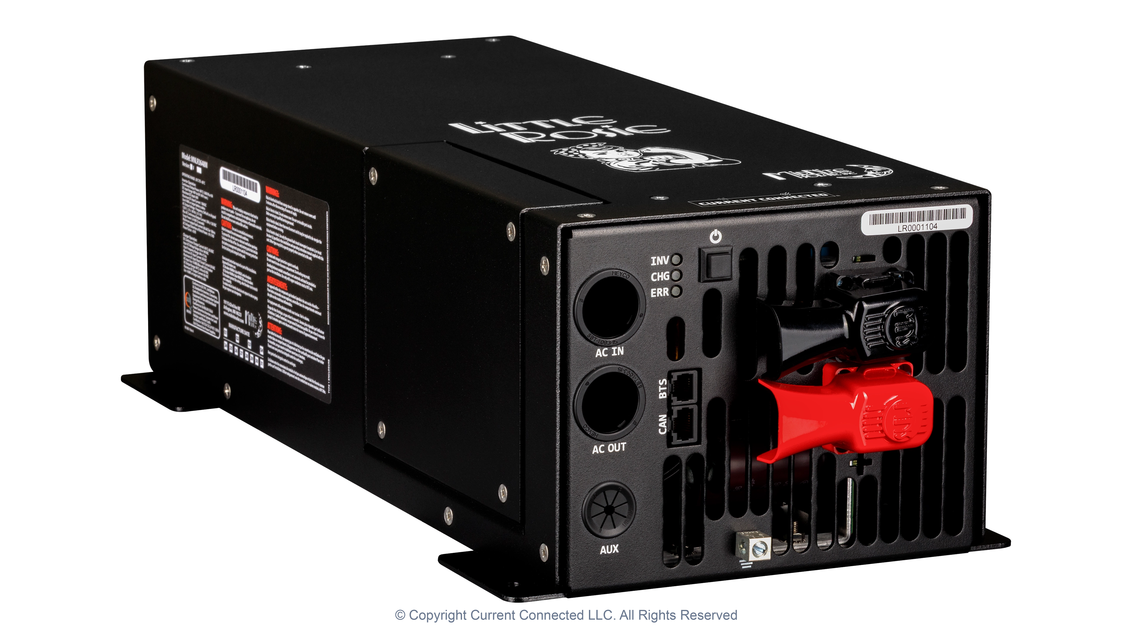 Midnite Solar - MNLR3648M - Little Rosie 48V 3600W 120V Inverter MNLR3648M-60A Charger 15-15 - Angled View High quality photo of the Midnite Solar - MNLR3648M - Little Rosie 48V 3600W 120V Inverter MNLR3648M-60A Charger 15-15 - Angled View. Photographed by Current Connected