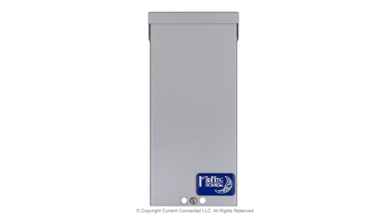 High quality photo of the Midnite Solar - MNPV3 - PV Breaker/Combiner Box - Front View. Photographed by Current Connected