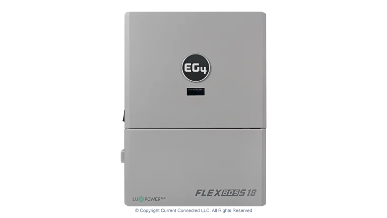High quality photo of the EG4 - EG4INVFLXBOSS18V1 - FlexBOSS18 13kW AC Hybrid Inverter - Front View. Photographed by Current Connected