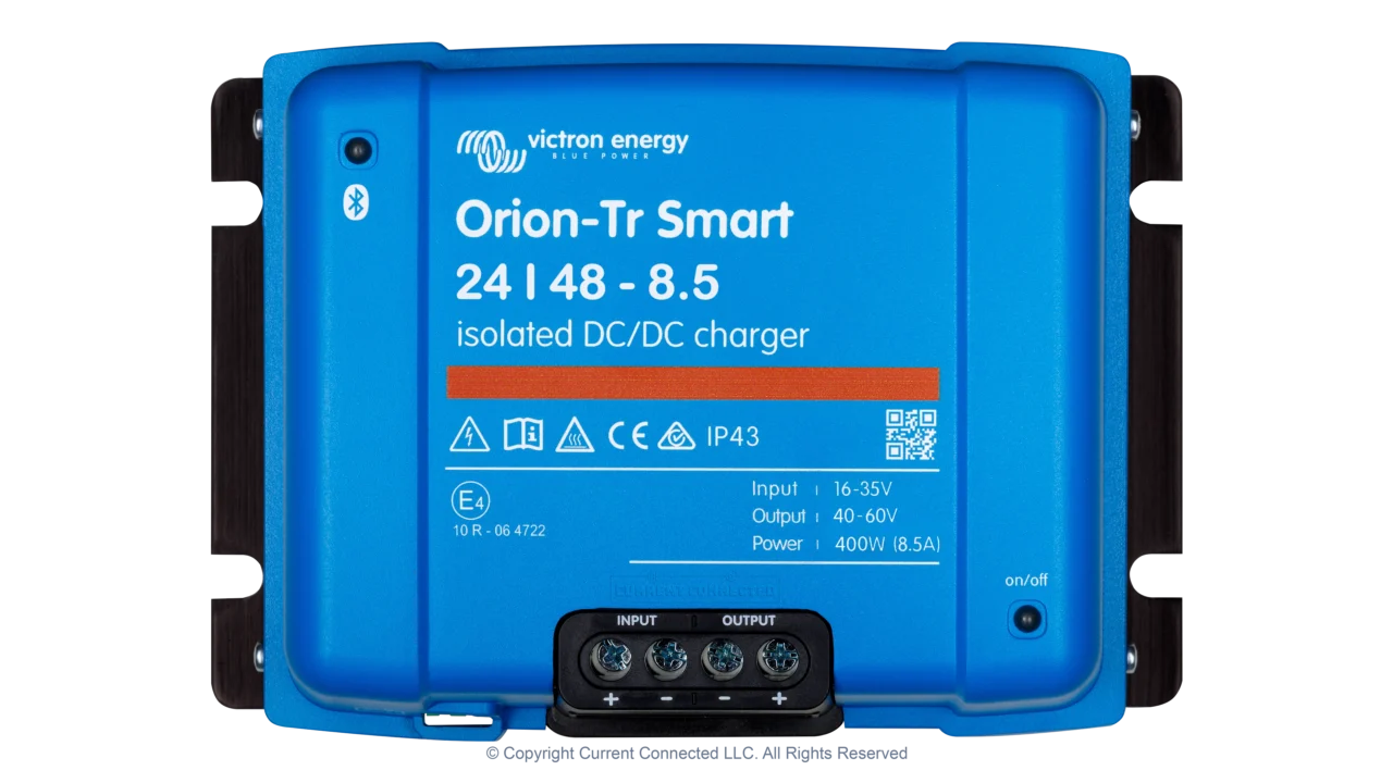 High quality photo of the Victron - ORI244840120 - Orion-TR Smart Isolated DC-DC Battery Charger - 24v 48v-8.5a - Top View. Photographed by Current Connected