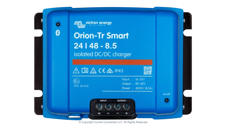 High quality photo of the Victron - ORI244840120 - Orion-TR Smart Isolated DC-DC Battery Charger - 24v 48v-8.5a - Top View. Photographed by Current Connected