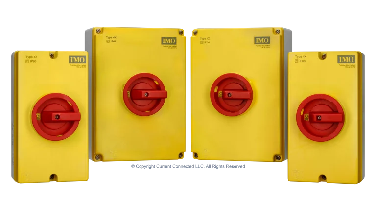 High quality photo of the IMO PV Isolators Group View. Photographed by Current Connected