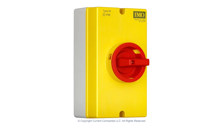 High quality photo of the IMO - PE69-3020L - Isolator 3Pole 20A+32A - Angled View. Photographed by Current Connected