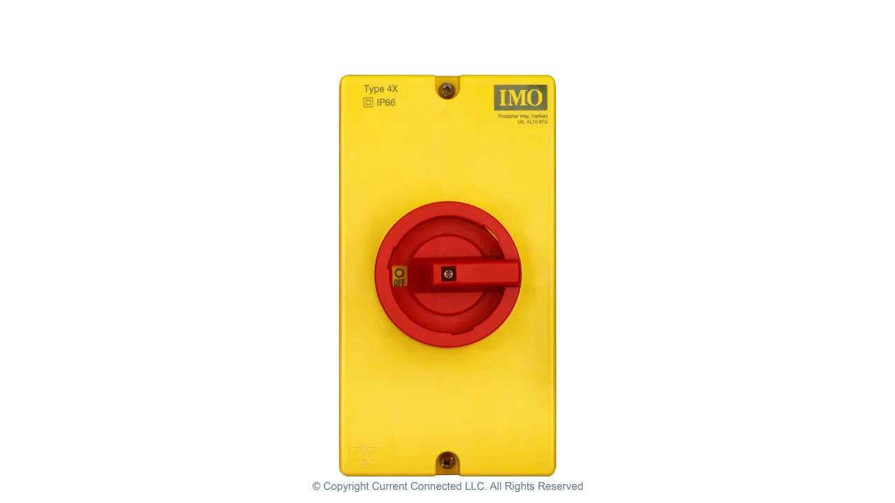 High quality photo of the IMO Isolator 3Pole 20A Front view. Photographed by Current Connected.