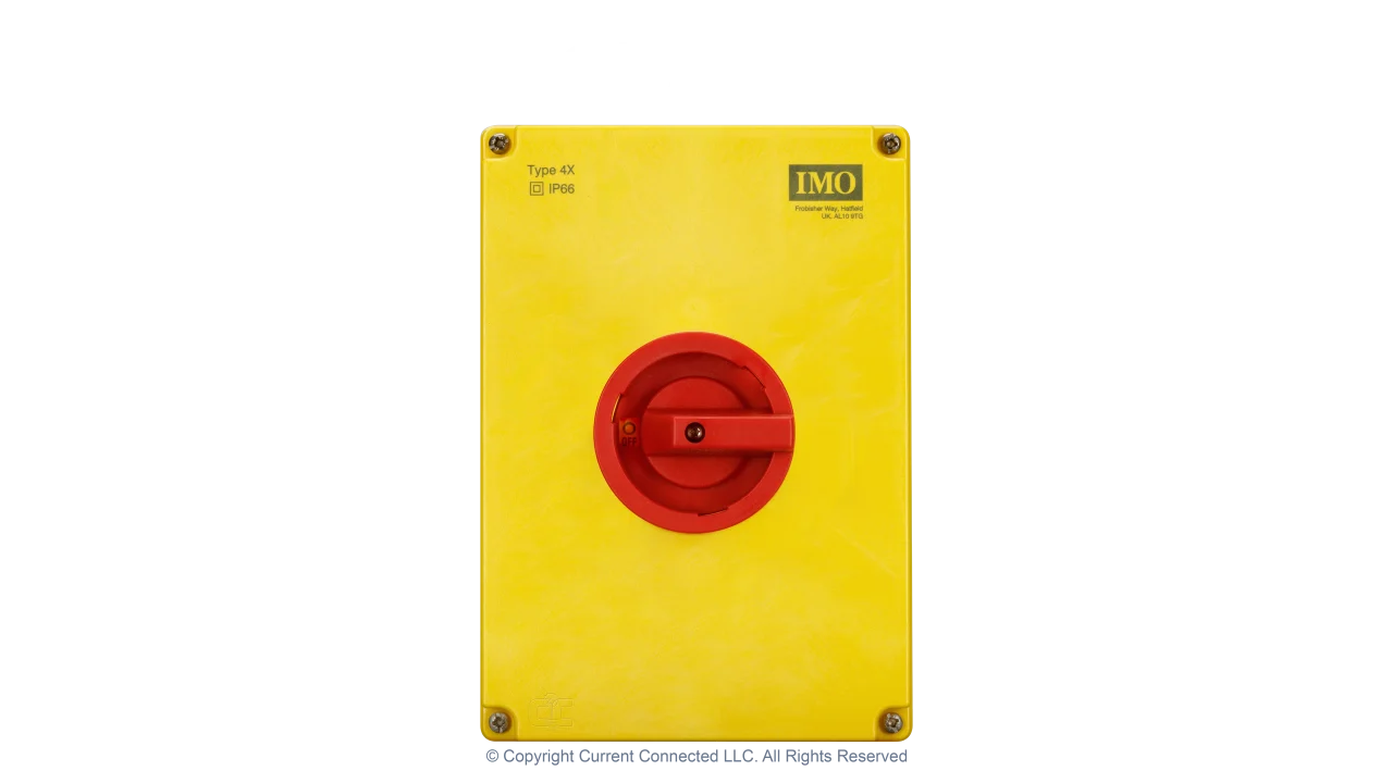 High quality photo of the IMO Isolator 3Pole 63A Front view. Photographed by Current Connected.