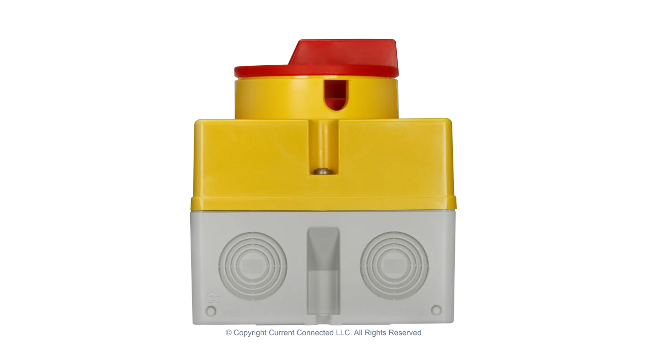 High quality photo of the IMO PV (Solar) Isolator 3Pole 20A+32A Bottom view. Photographed by Current Connected.