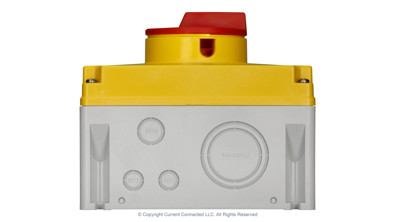 High quality photo of the IMO PV (Solar) Isolator 63-125 Bottom view. Photographed by Current Connected.