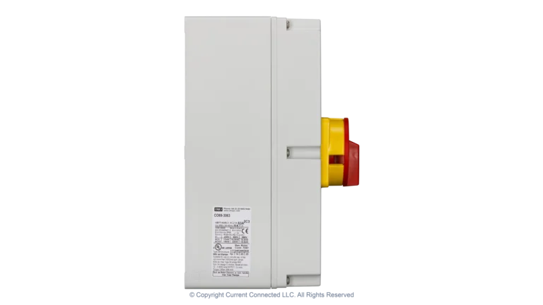 High quality photo of the IMO Changeover Switch, 3 Pole 63A Side View. Photographed by Current Connected.