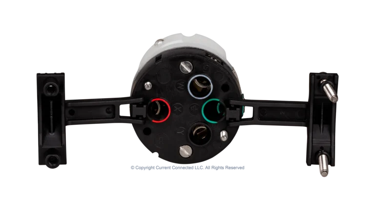 High quality photo of the internal terminals of a Marinco 50A twist-lock cord-end, photographed by Current Connected