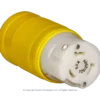 High quality photo of the Marinco 50A twist-lock cord-end with boot removed, photographed by Current Connected