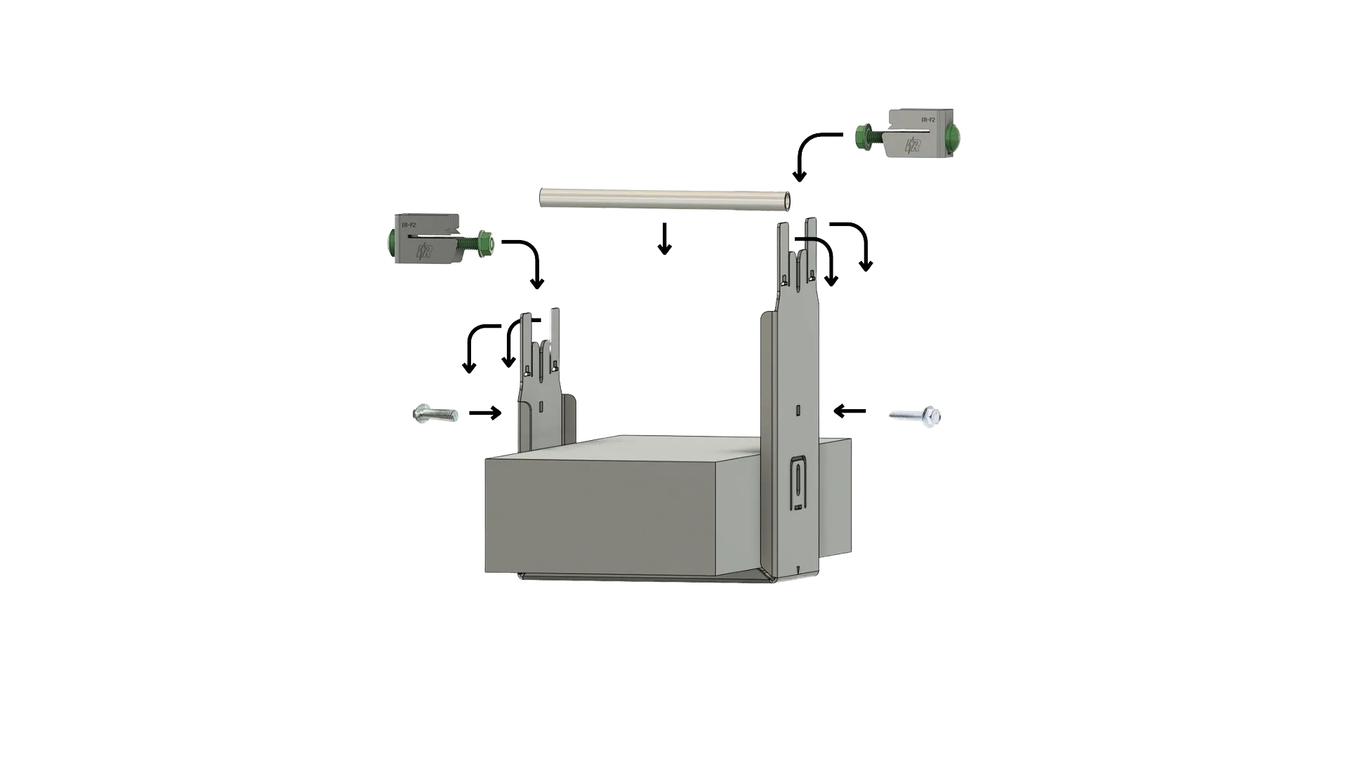 IntegraRack - IR-05RF1005 - IR-05 BallastBase Flat Roof Mount - Left tilt assembly Image of the IntegraRack - IR-05RF1005 - IR-05 BallastBase Flat Roof Mount - Assembly View. Provided by IntegraRack