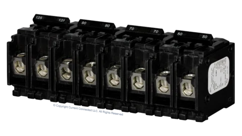 High quality photo of the EG4 - BSB AC Circuit Breaker Compatible with EG4 18kPV Hybrid Inverter - Group Image. Photographed by Current Connected