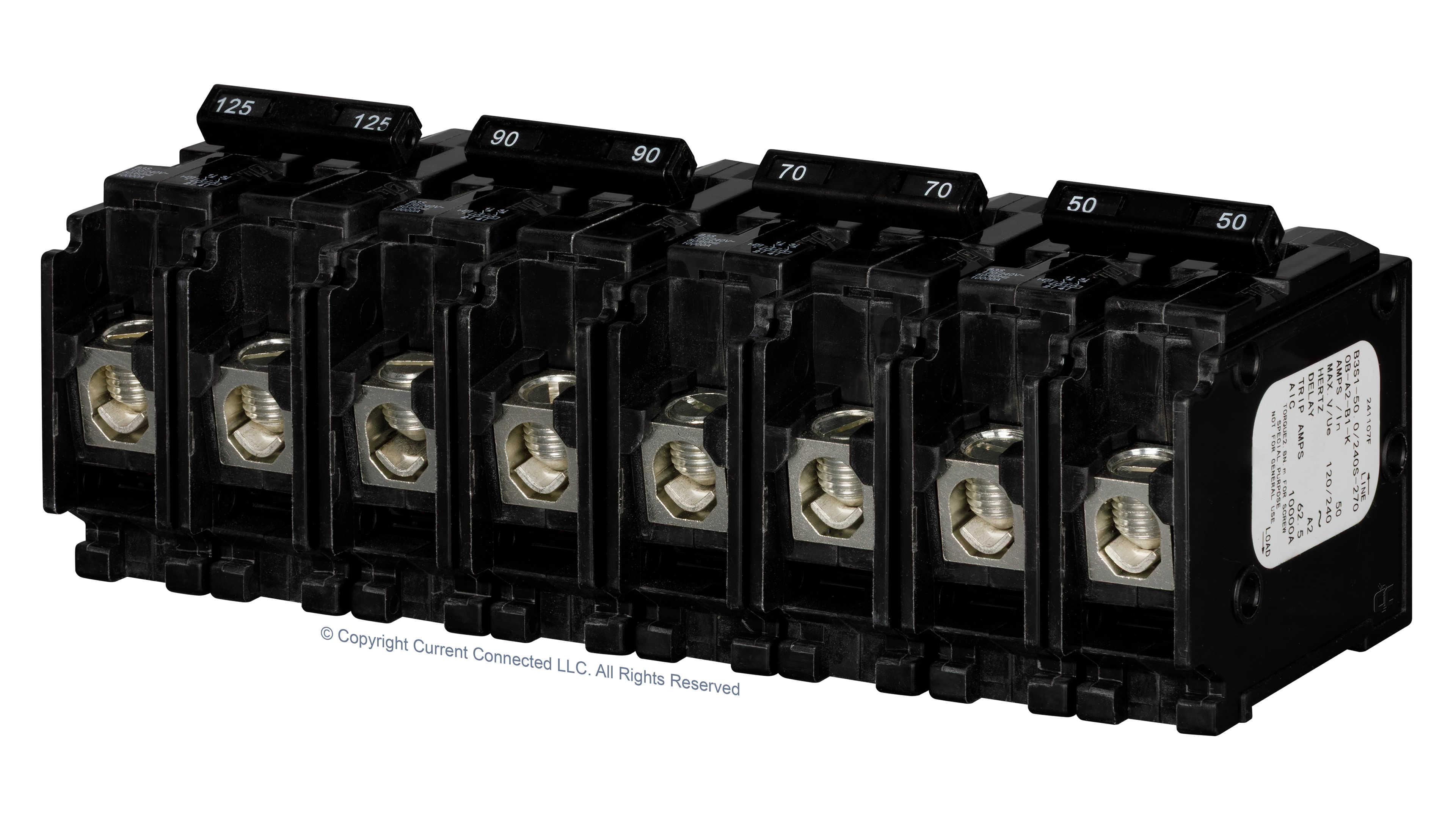 EG4 - BSB AC Circuit Breaker Compatible with EG4 18kPV Hybrid Inverter - Group Image High quality photo of the EG4 - BSB AC Circuit Breaker Compatible with EG4 18kPV Hybrid Inverter - Group Image. Photographed by Current Connected