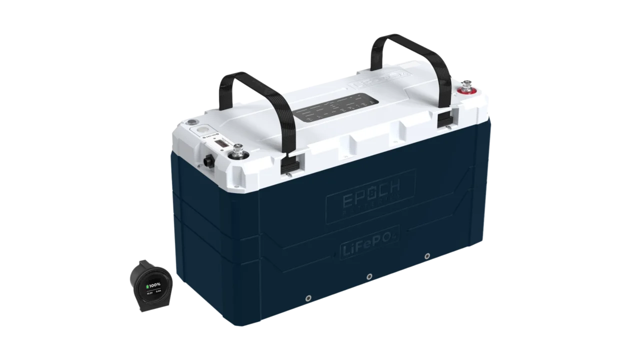 Epoch - C48100A - 48V 100Ah V2 Elite Series - Heated & Bluetooth & Victron Comms LiFePO4 Battery - Angled View