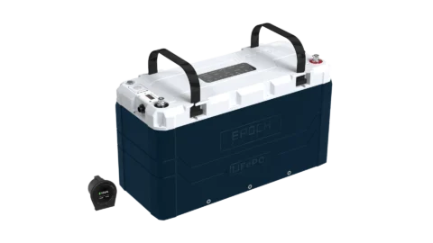 Epoch - C48100A - 48V 100Ah V2 Elite Series - Heated & Bluetooth & Victron Comms LiFePO4 Battery - Angled View