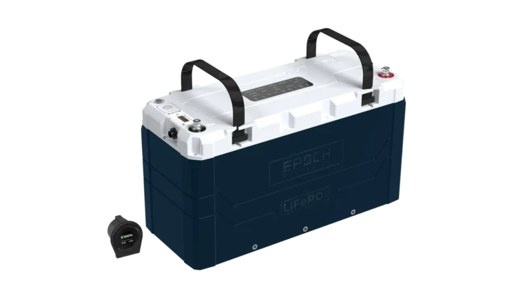 Epoch - C48100A - 48V 100Ah V2 Elite Series - Heated & Bluetooth & Victron Comms LiFePO4 Battery - Angled View