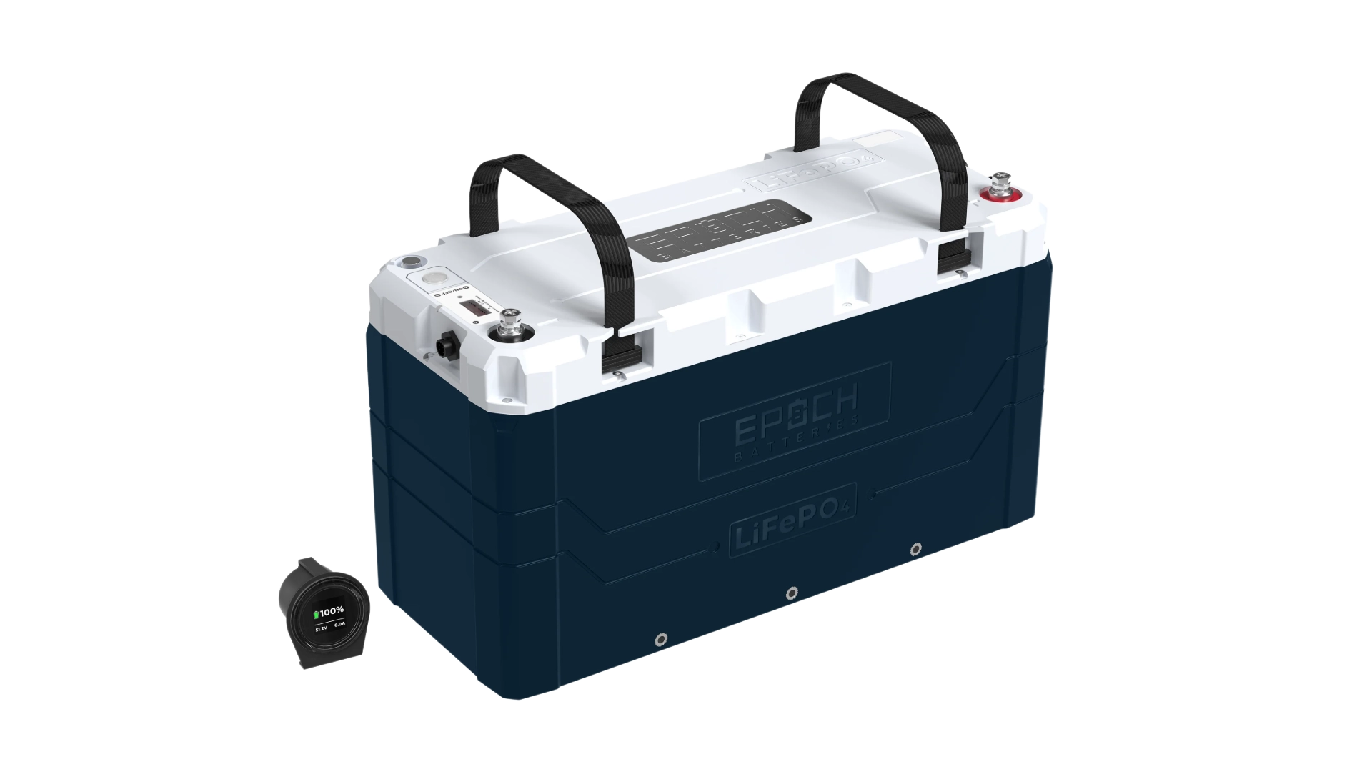 Epoch - C48100A - 48V 100Ah V2 Elite Series - Heated & Bluetooth & Victron Comms LiFePO4 Battery - Angled View Epoch - C48100A - 48V 100Ah V2 Elite Series - Heated & Bluetooth & Victron Comms LiFePO4 Battery - Angled View