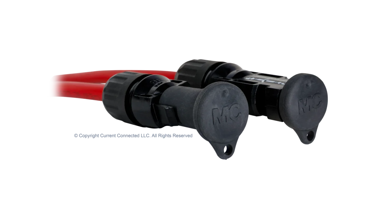 High quality photo of the Staubli - 32.0716-32.0717 - MC4 Sealing Caps - Plug In-Use. Photographed by Current Connected