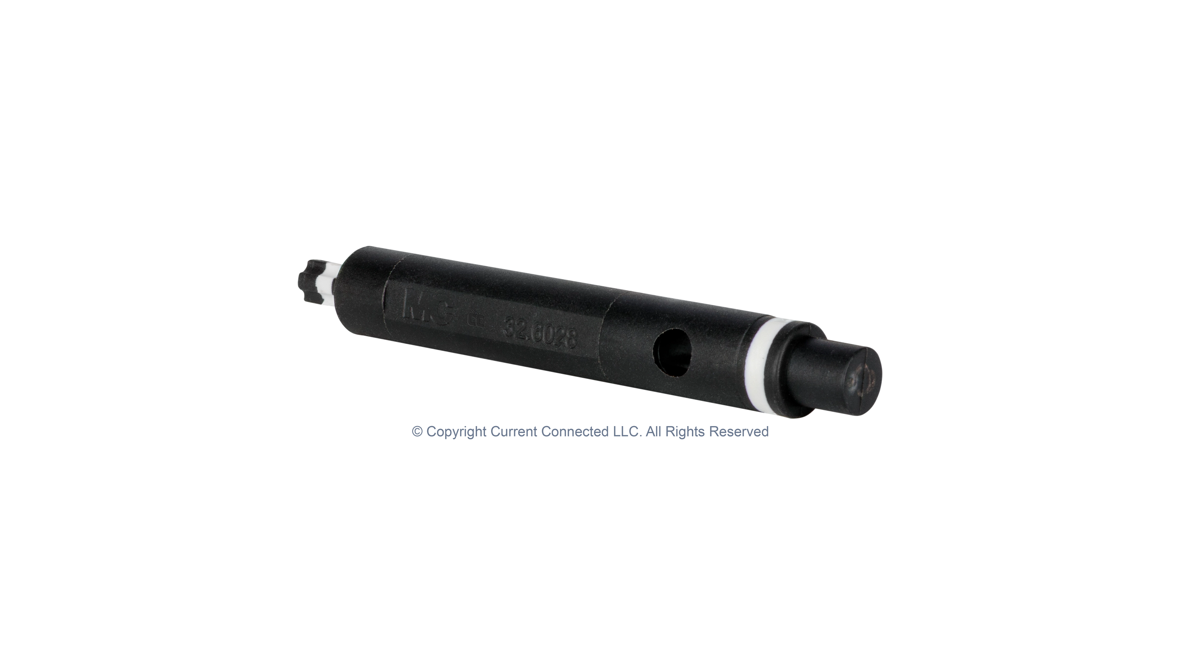 Staubli - 32.6028 - Test Plug - Angled View High quality photo of the Staubli - 32.6028 - Test Plug - Angled View. Photographed by Current Connected