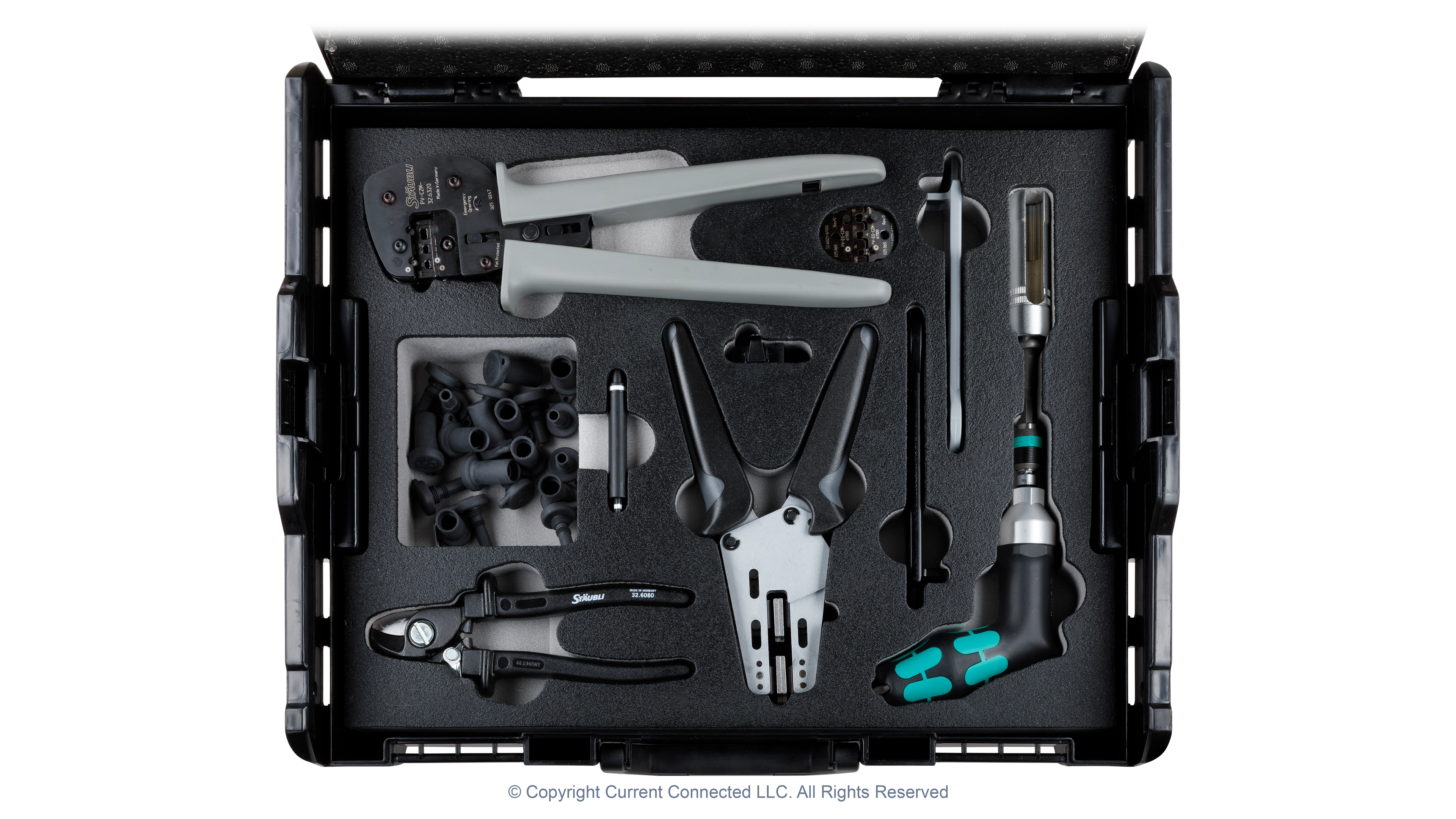 Staubli - 32.6128-64100 - MC4 and MC4-Evo 2 Connector Installation Tool Set (UL) - Case Open Bottom Only