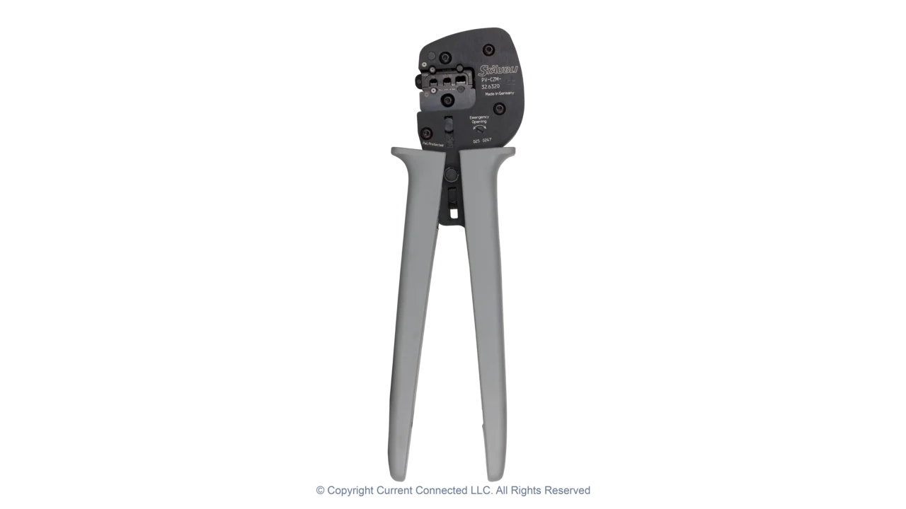 High quality photo of the Staubli - PV-CZM-326320 - Crimping Pliers - Side View Closed. Photographed by Current Connected