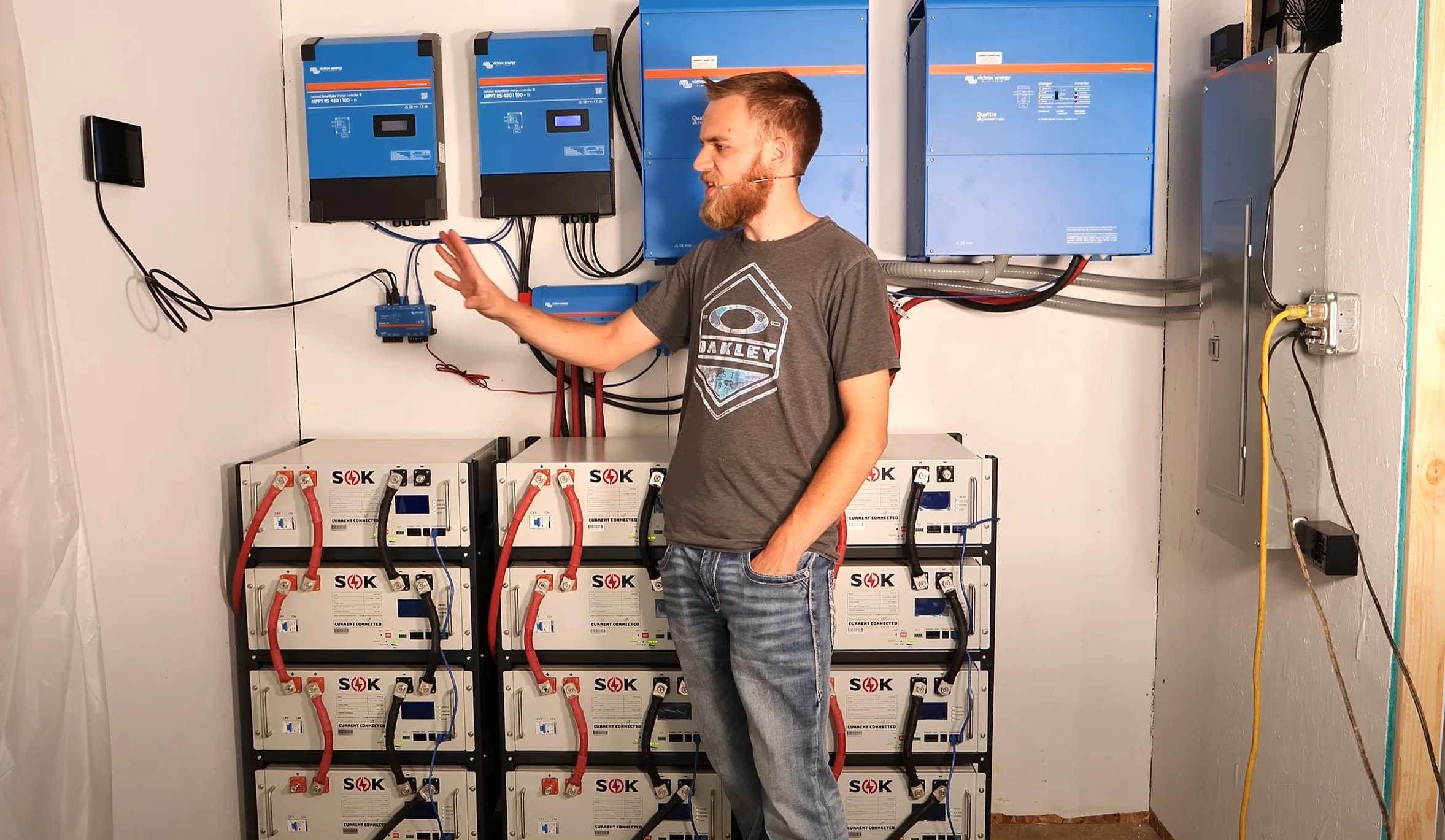 High quality photo of Dexter Infront of SOK/ Victron System featured in the Current Connected weekly newsletter. Photographed by Current Connected.