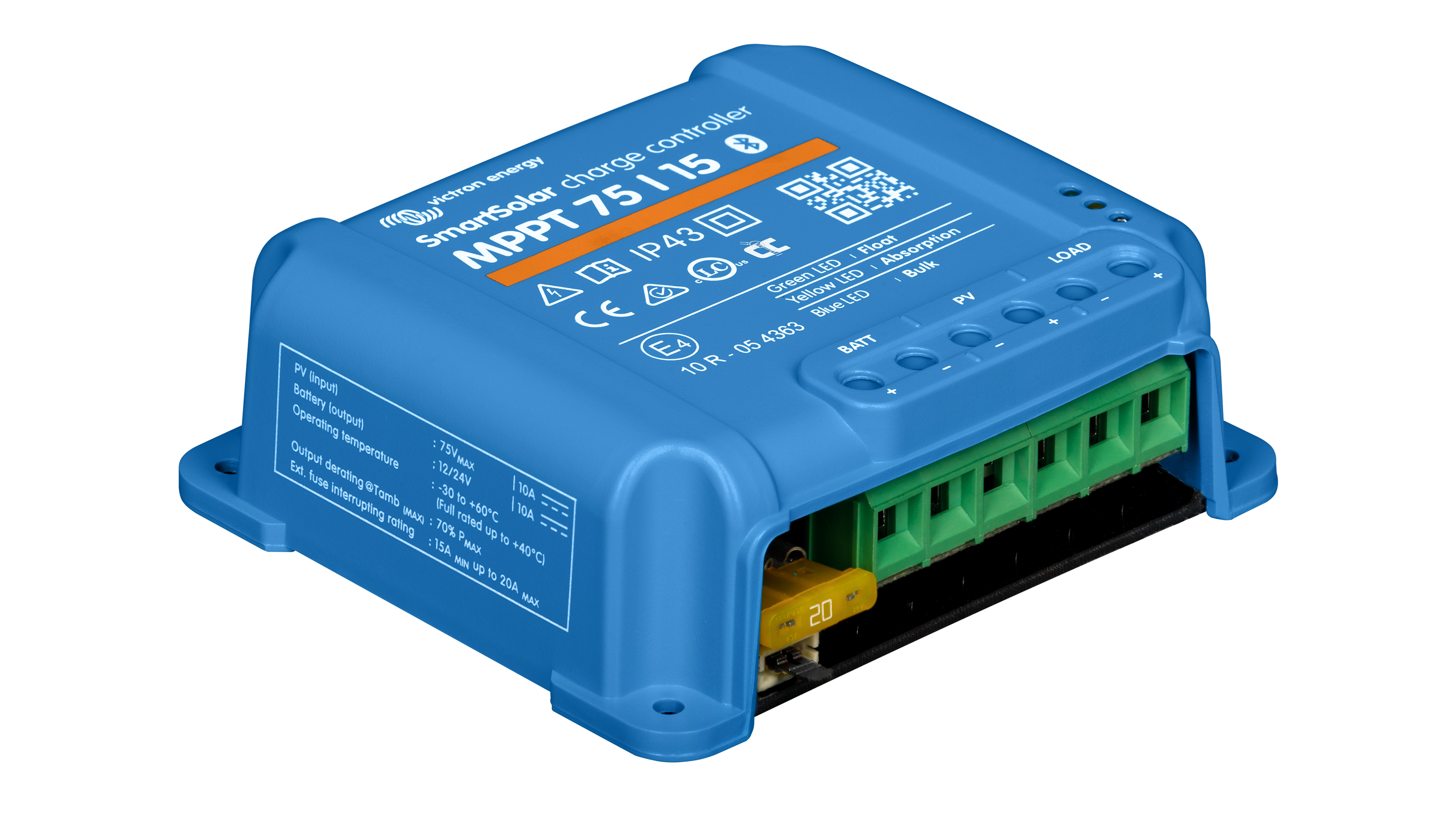 Victron - SCC075015060R - SmartSolar MPPT VE.Direct Charge Controller-75V 15A Left Angled View