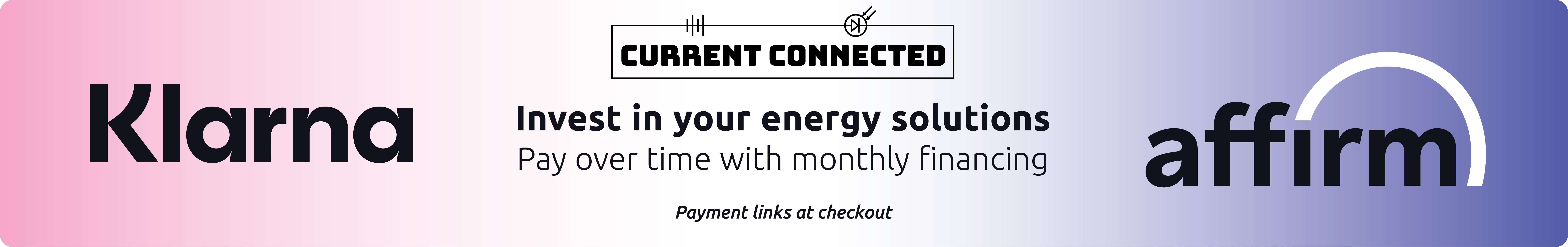 Special financing through Klarna and Affirm banner
