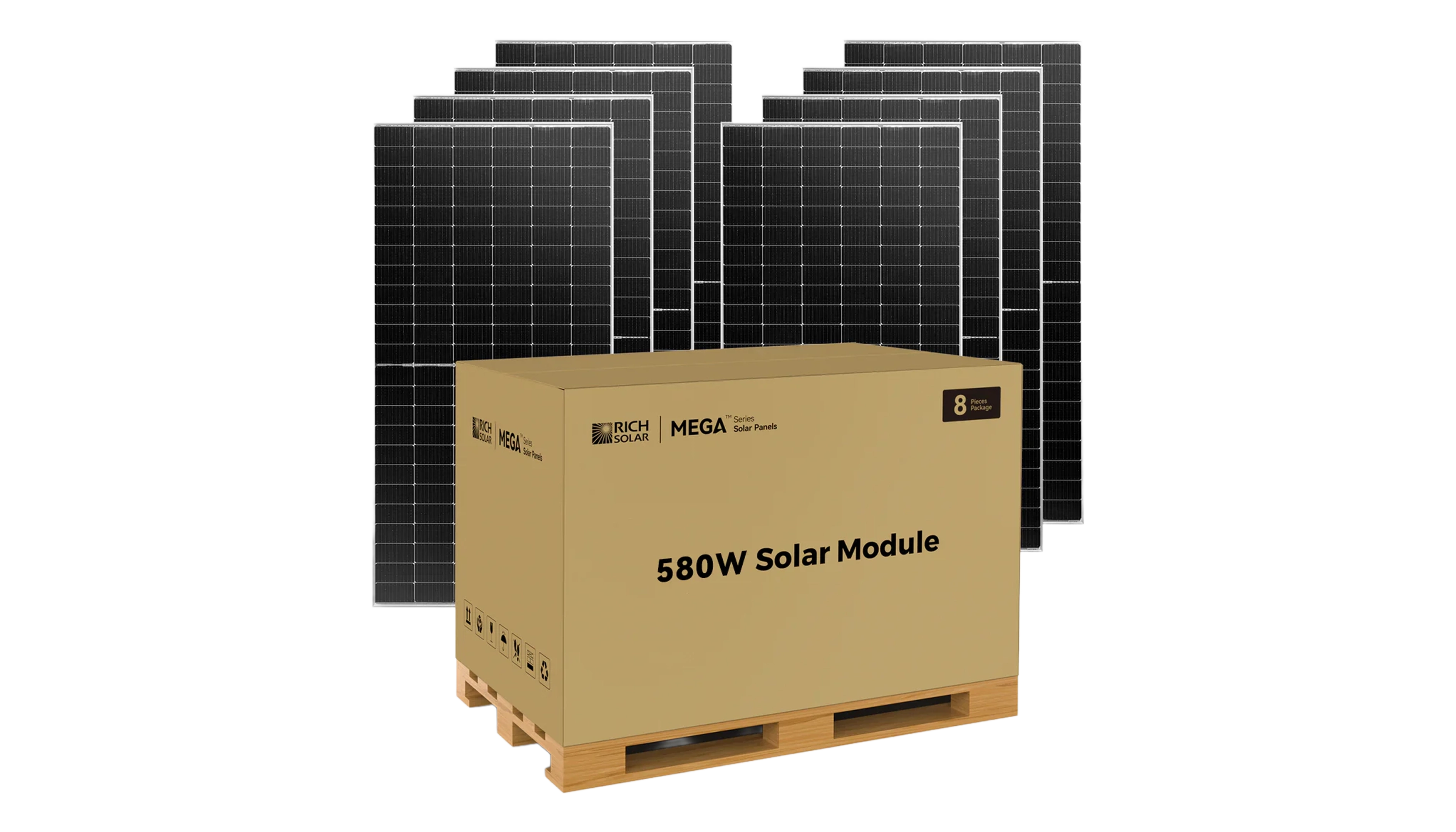 Rich Solar - RS-M580BF-8 - Rich Solar MEGA 580 BIFACIAL 8 Panels - 8-Pack View Rich Solar - RS-M580BF-8 - Rich Solar MEGA 580 BIFACIAL 8 Panels - 8-Pack View