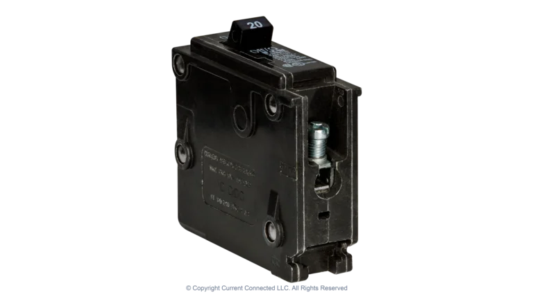 High quality photo of the Eaton - BR120 - Single Pole Breaker 20A -Angled Left View. Photographed by Current Connected