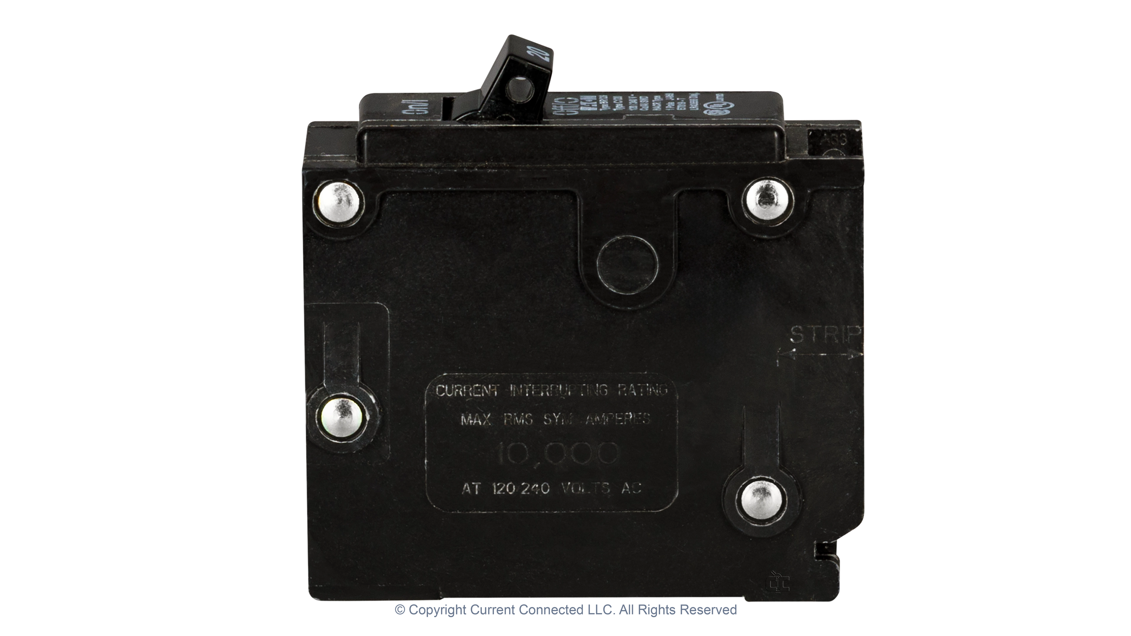 Eaton - BR120 - Single Pole Breaker 20A -Side View High quality photo of the Eaton - BR120 - Single Pole Breaker 20A -Side View. Photographed by Current Connected