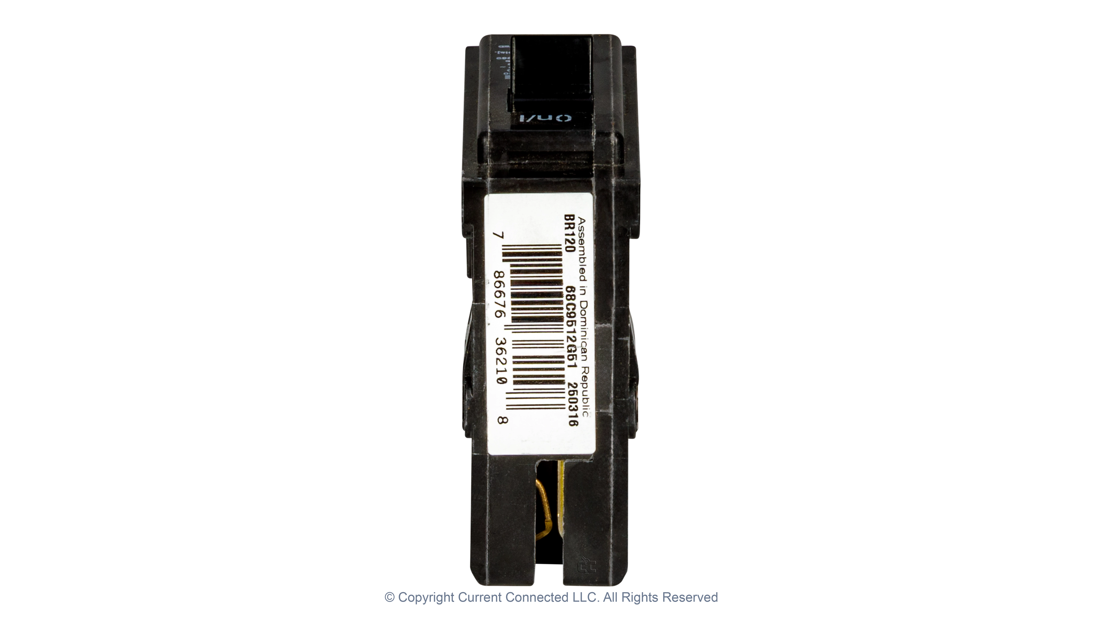 Eaton - BR120 - Single Pole Breaker 20A -Top View High quality photo of the Eaton - BR120 - Single Pole Breaker 20A -Top View. Photographed by Current Connected