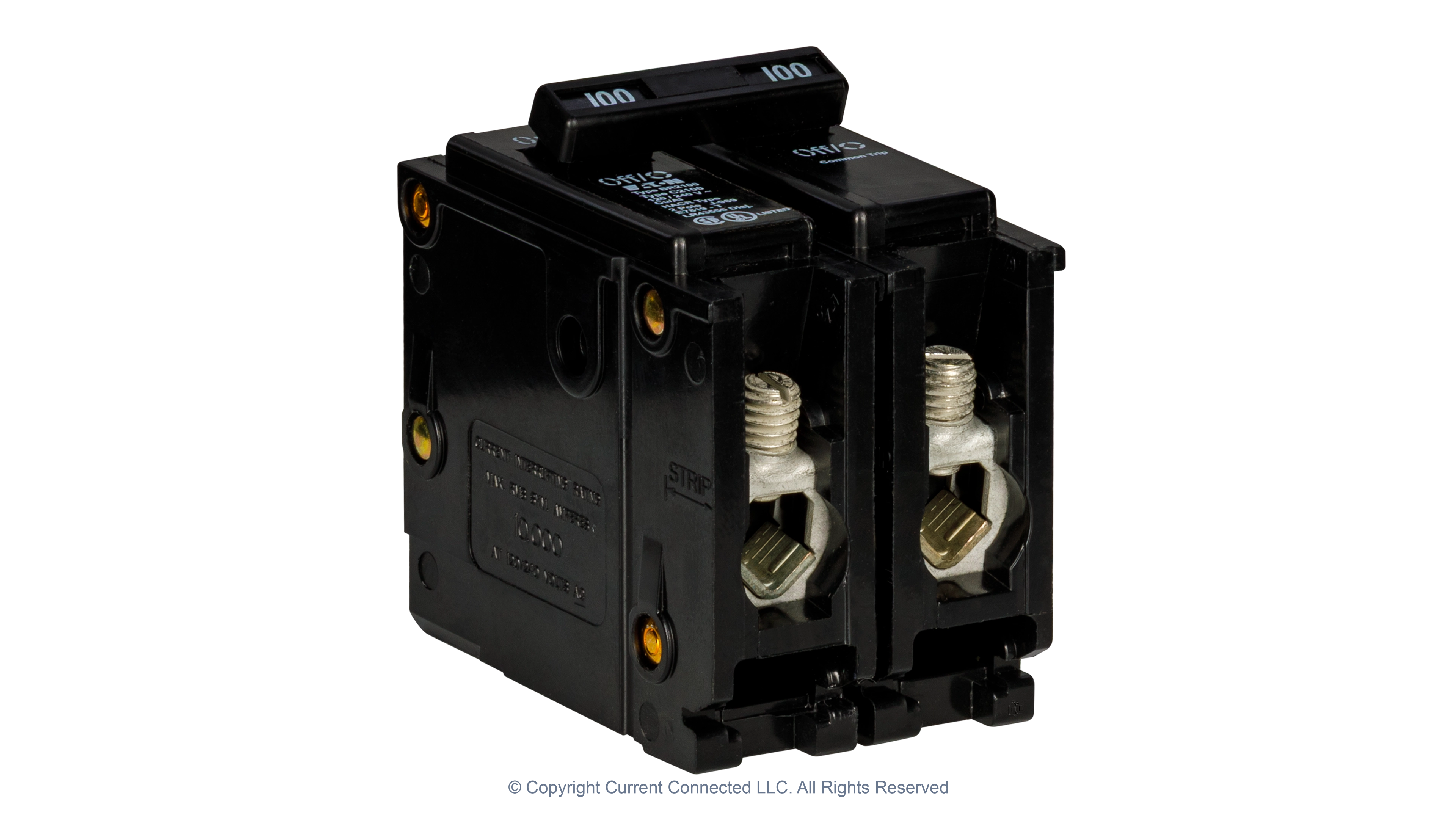 Eaton - BR2100 - Double Pole Breaker 100A - Angled Left View High quality photo of the Eaton - BR2100 - Double Pole Breaker 100A - Angled Left View. Photographed by Current Connected