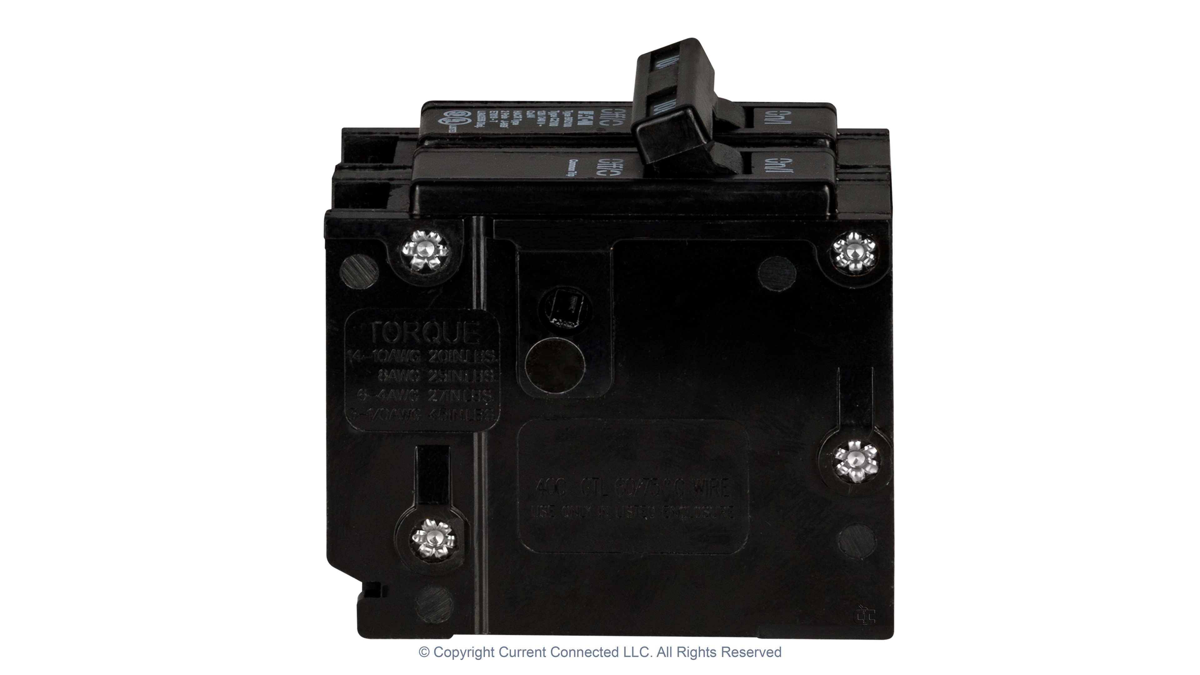 Eaton - BR2100 - Double Pole Breaker 100A - Side View High quality photo of the Eaton - BR2100 - Double Pole Breaker 100A - Side View. Photographed by Current Connected