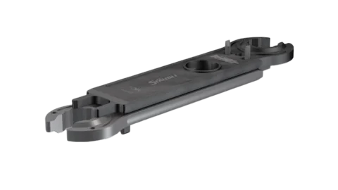 High quality photo of the Staubli - 32.6058-PV-MS-PLS - Open-End-Spanner-Set - Left-Tilt-View. Photographed by Current Connected