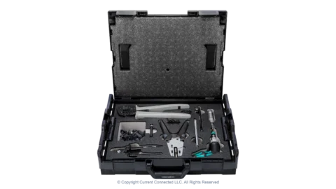 High quality photo of the Staubli - 32.6128-64100 - MC4 and MC4-Evo 2 Connector Installation Tool Set (UL) - Case Open View. Photographed by Current Connected