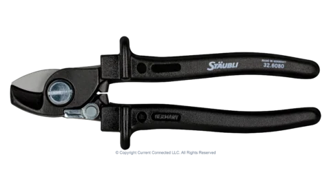 High quality photo of the Staubli - 32.6080 - PV-WZ-KS Cable Shears - Closed Side View. Photographed by Current Connected