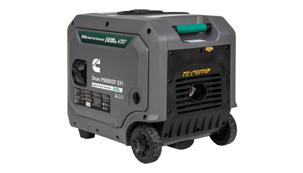 Cummins - A075C500 - Onan P5000iDF EFI Dual-Fuel Inverter Generator - Angled Back View