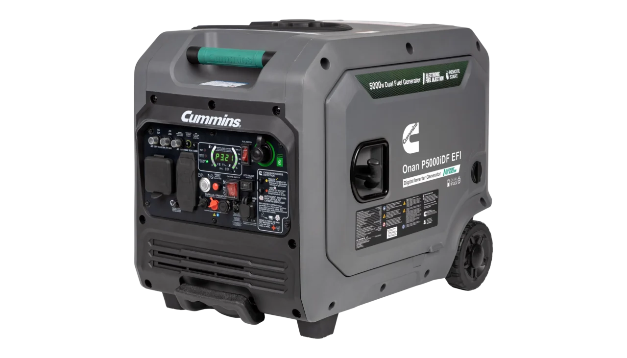 Cummins - A075C500 - Onan P5000iDF EFI Dual-Fuel Inverter Generator - Angled Front View