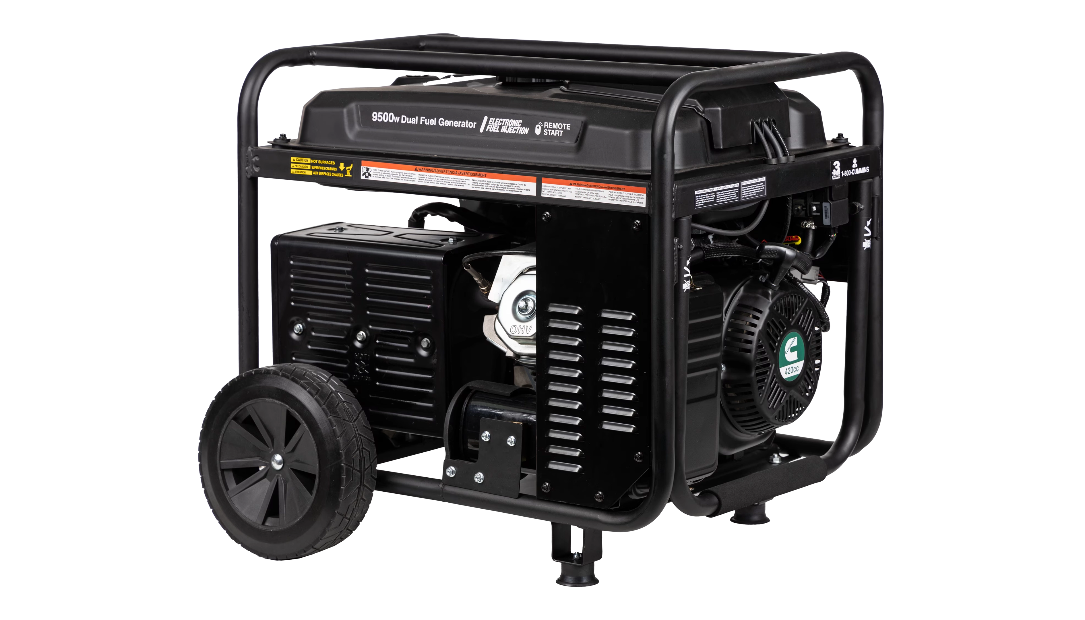 Cummins - A075C509 - Onan P9500DF EFI Dual-Fuel Portable Generator - Back View