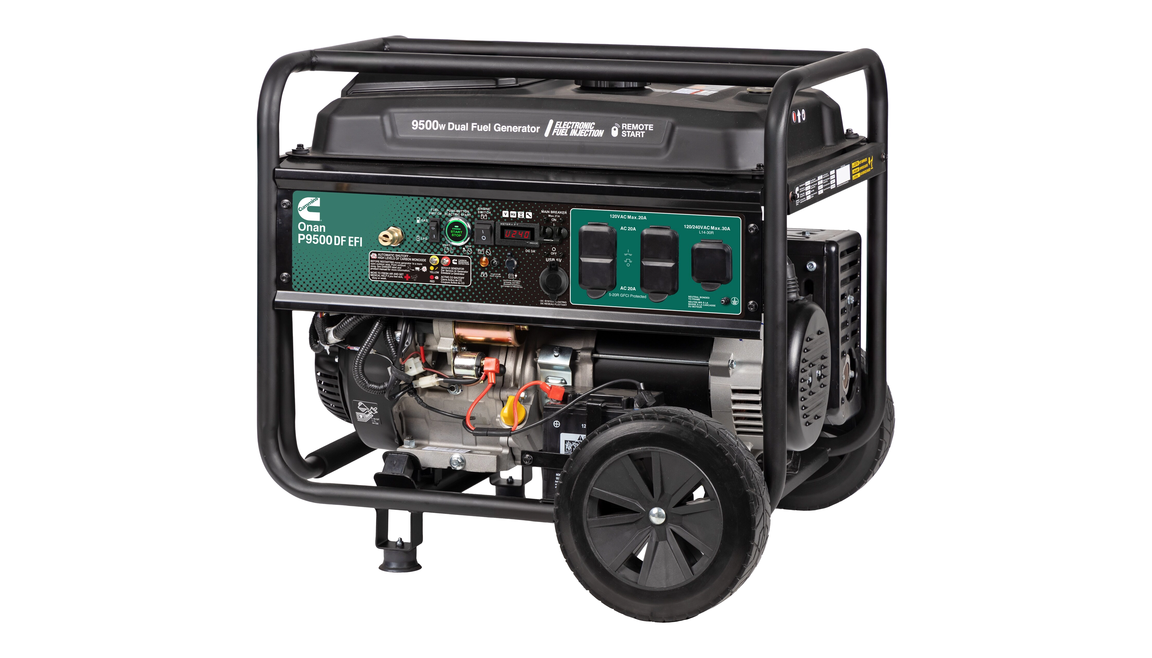 Cummins - A075C509 - Onan P9500DF EFI Dual-Fuel Portable Generator - Front View