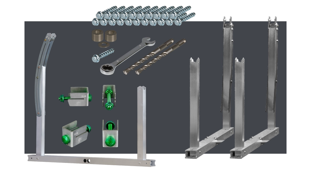 High quality photo of Solar Panel Racking featured on Current Connected's website prominently featuring IntegraRack Products. Created by Current Connected for their shop categories.