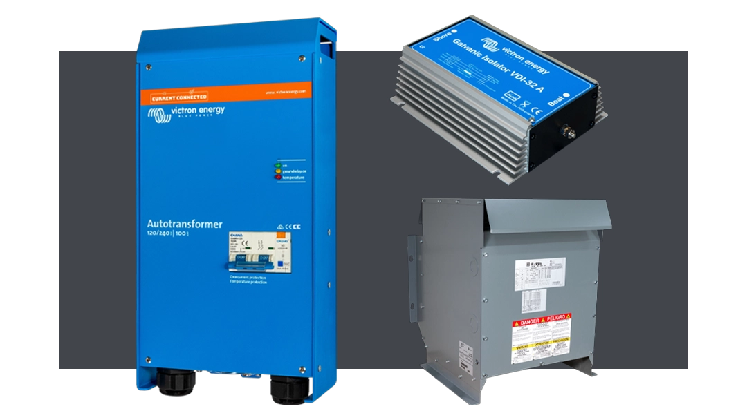 High quality photo of Transformers featured on Current Connected's website prominently featuring Victron Products. Created by Current Connected for their shop categories.