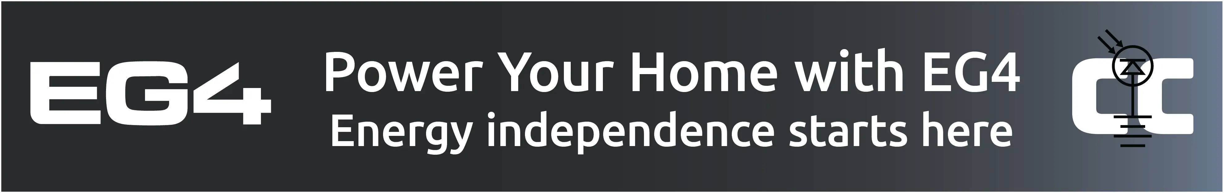 High quality photo of Banner saying Power Your Home with EG4 Energy independence starts here prominently featuring EG4 a brand sold by Current Connected. Created by Current Connected for the EG4 page.
