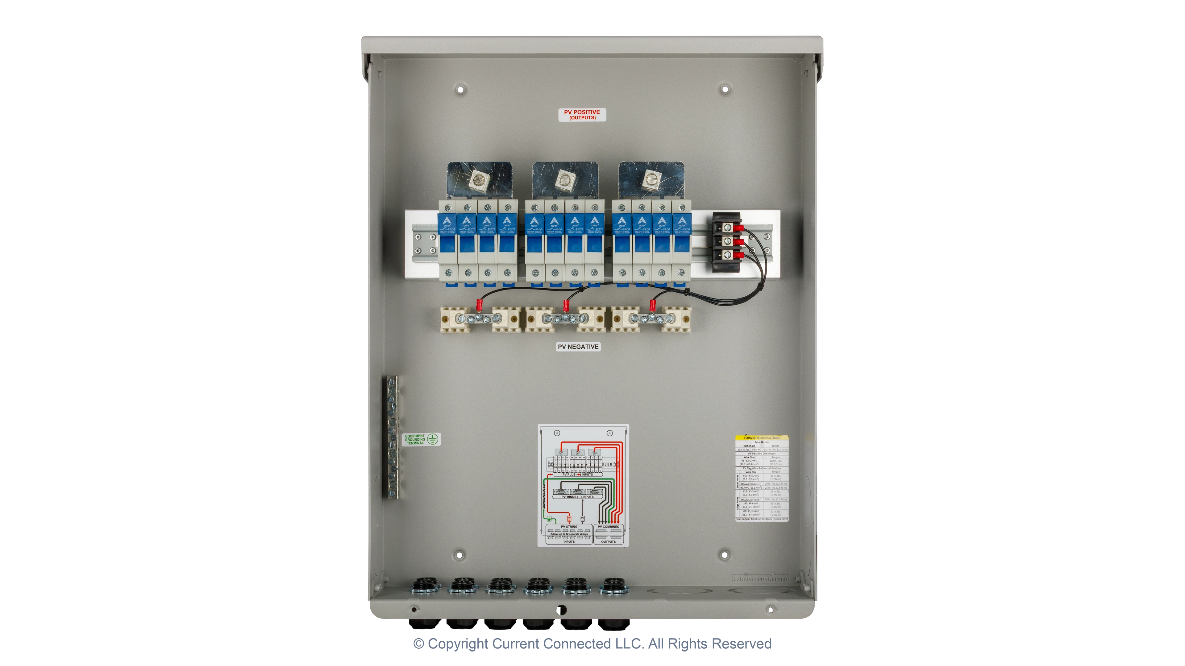 Midnite Solare - MNPV4BY3 - MidNite Solar 12 String 3 Output combiner - Internal View